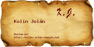 Kolin Jolán névjegykártya